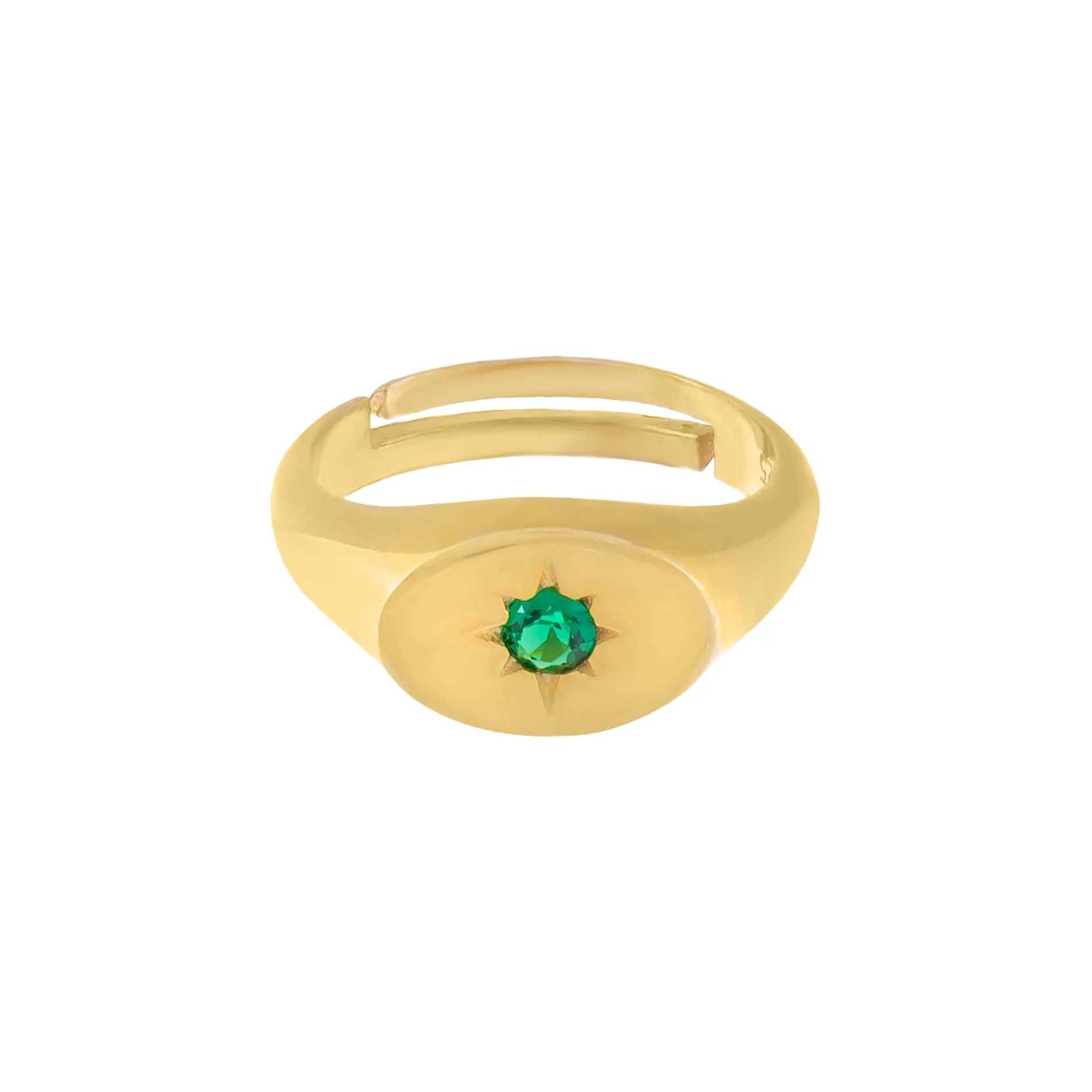 CZ Starburst Signet Pinky Ring