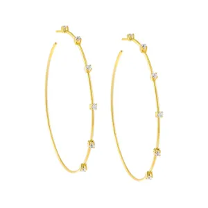 CZ Stationed Thin Hoop Earring