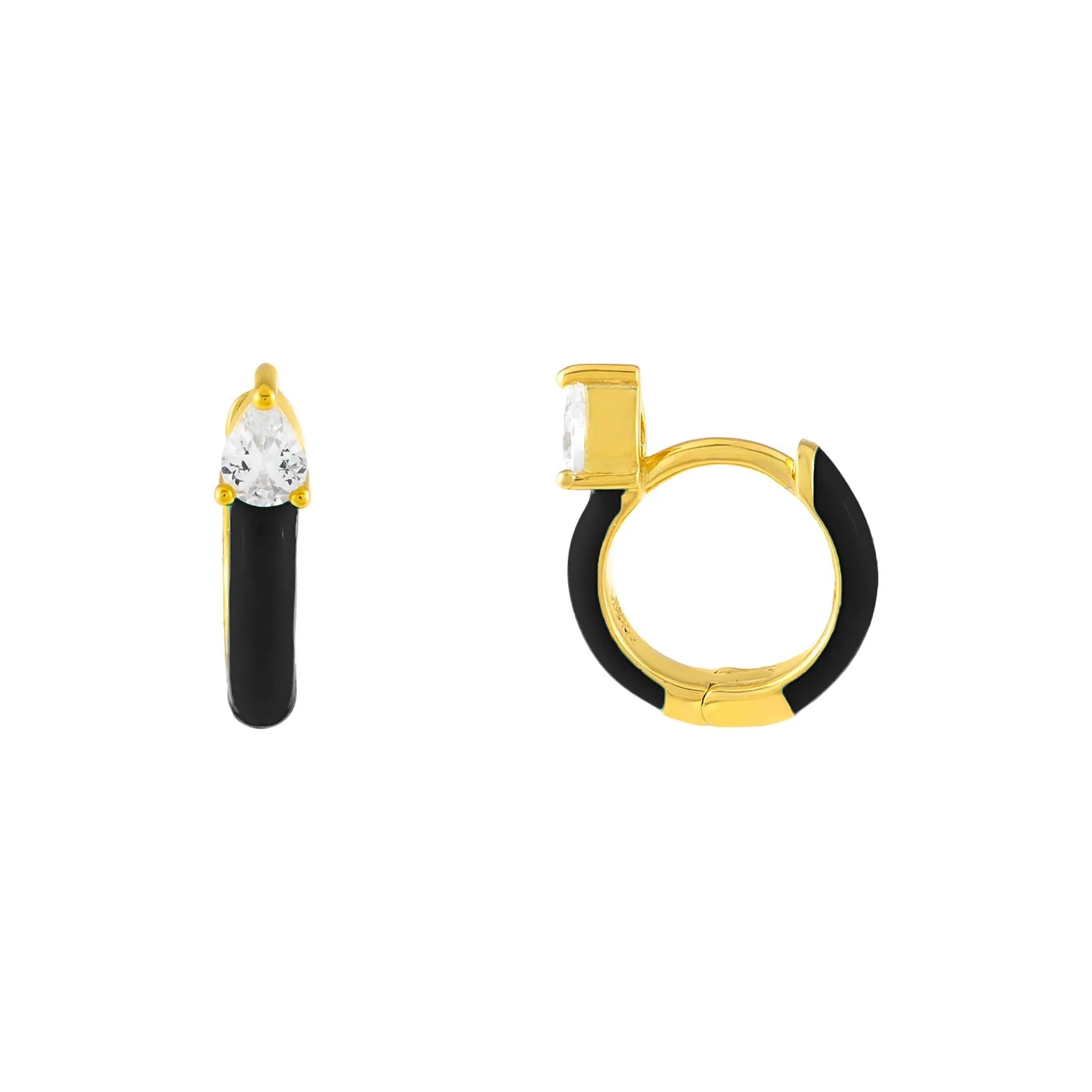 CZ Teardrop Enamel Huggie Earring
