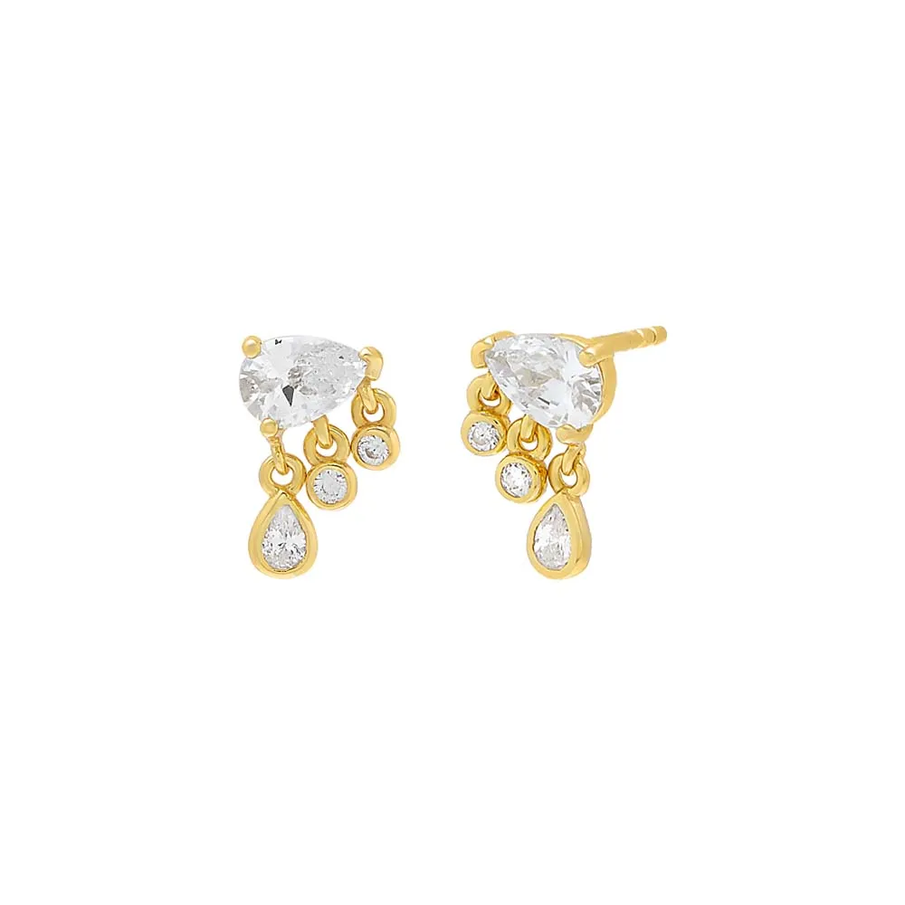 Dangling Teardrop Charms Stud Earring