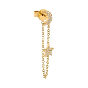Diamond Celestial Chain Stud Earring 14K