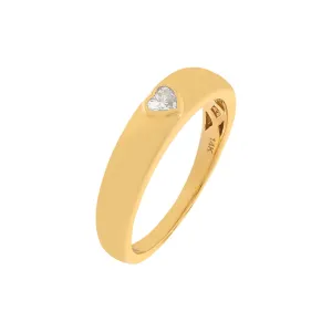 Diamond Heart Hollow Dome Ring 14K