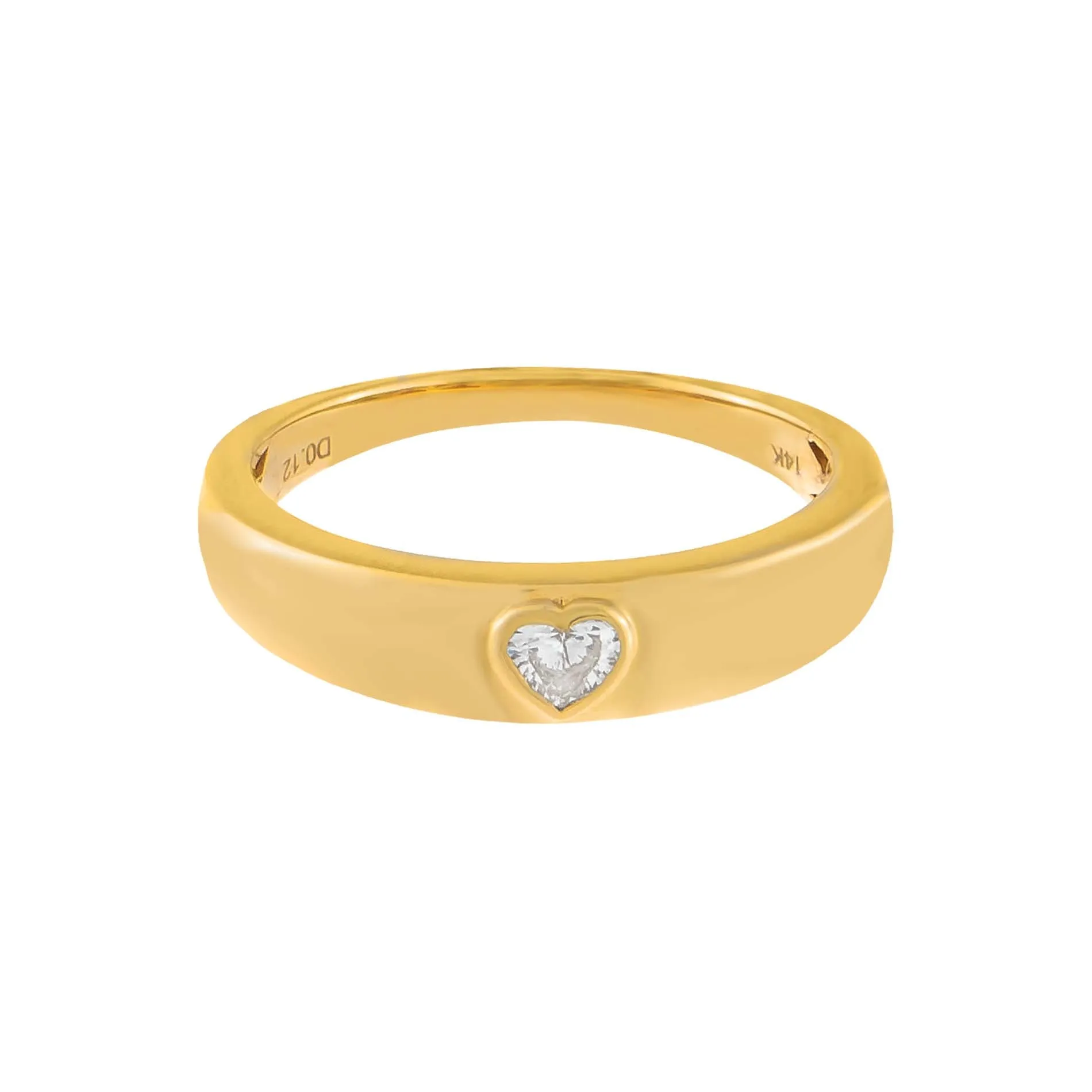 Diamond Heart Hollow Dome Ring 14K