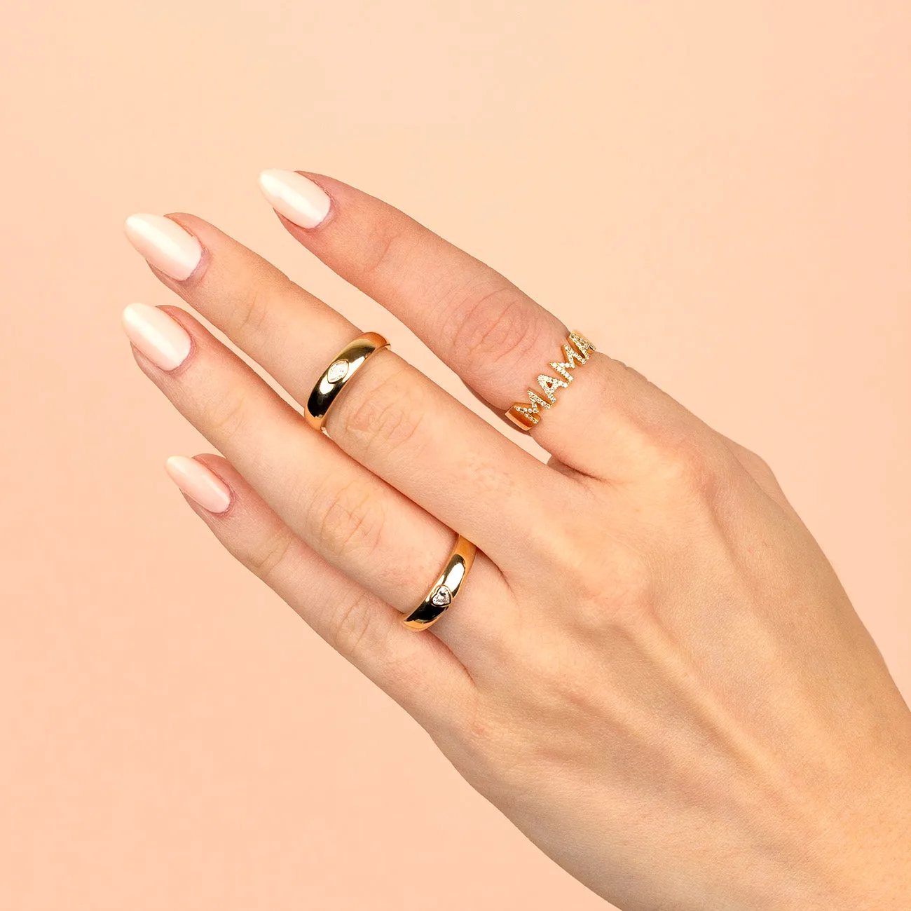 Diamond Heart Hollow Dome Ring 14K