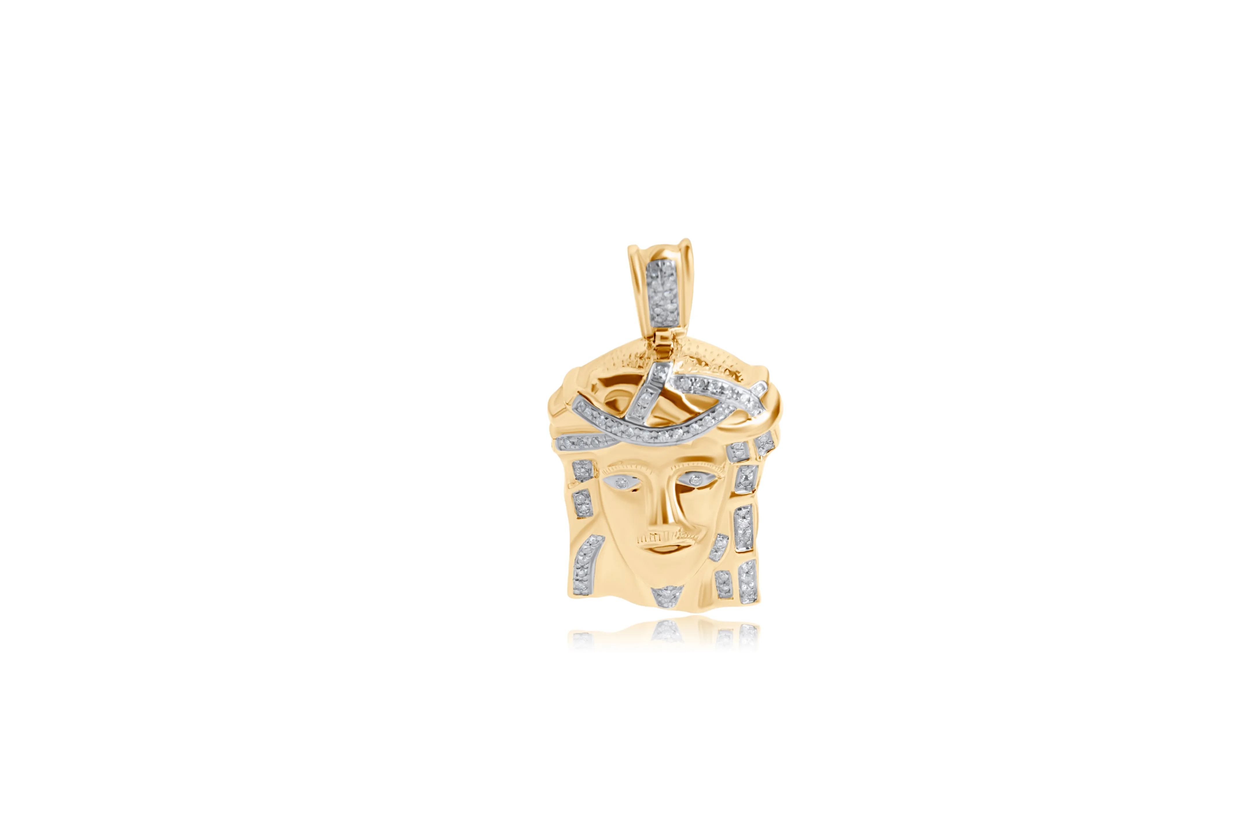 Diamond Jesus Head Pendant - 0.41 Carats in 10KT Yellow Gold