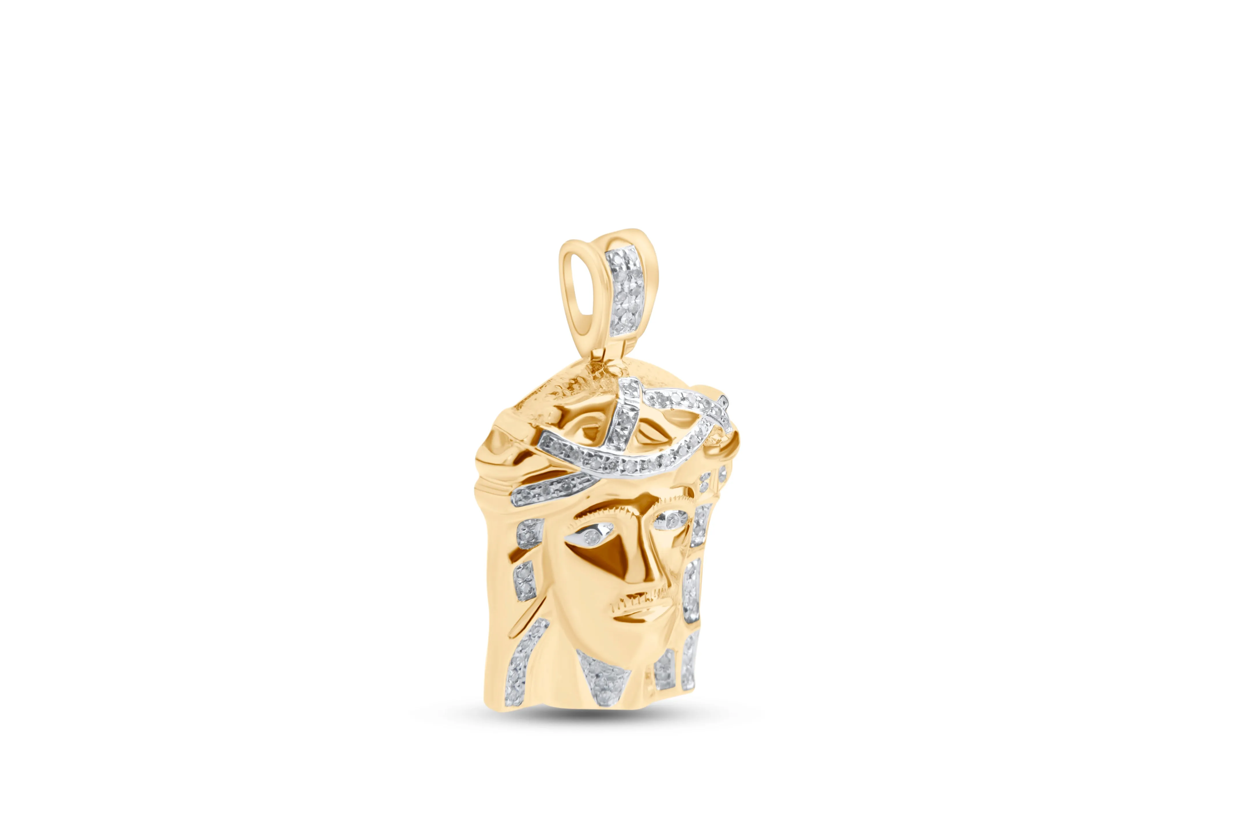 Diamond Jesus Head Pendant - 0.41 Carats in 10KT Yellow Gold