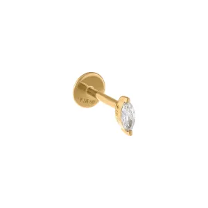 Diamond Marquise Threaded Stud Earring 14K
