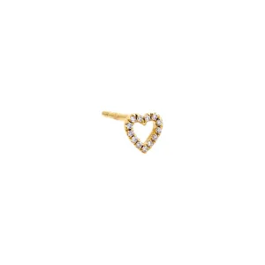 Diamond Open Heart Stud Earring 14K