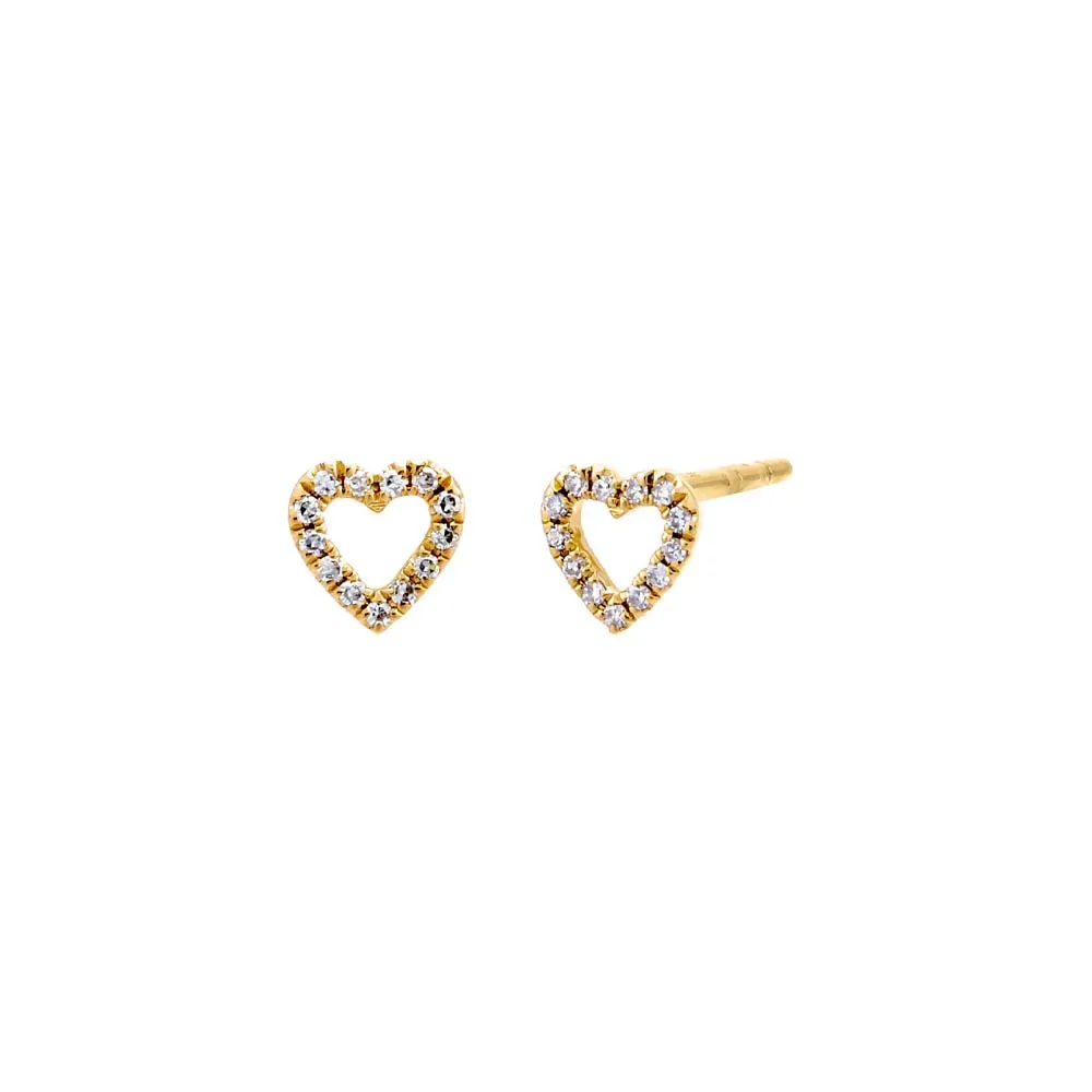 Diamond Open Heart Stud Earring 14K