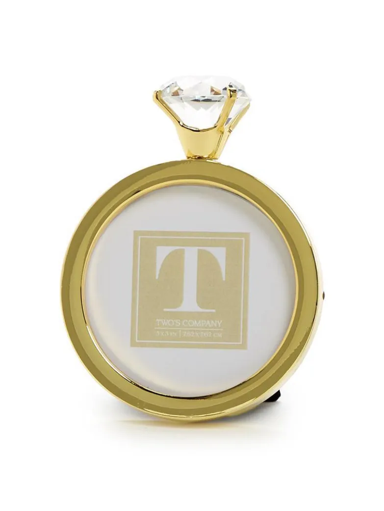 Diamond Ring Round Photo Frame - Gold