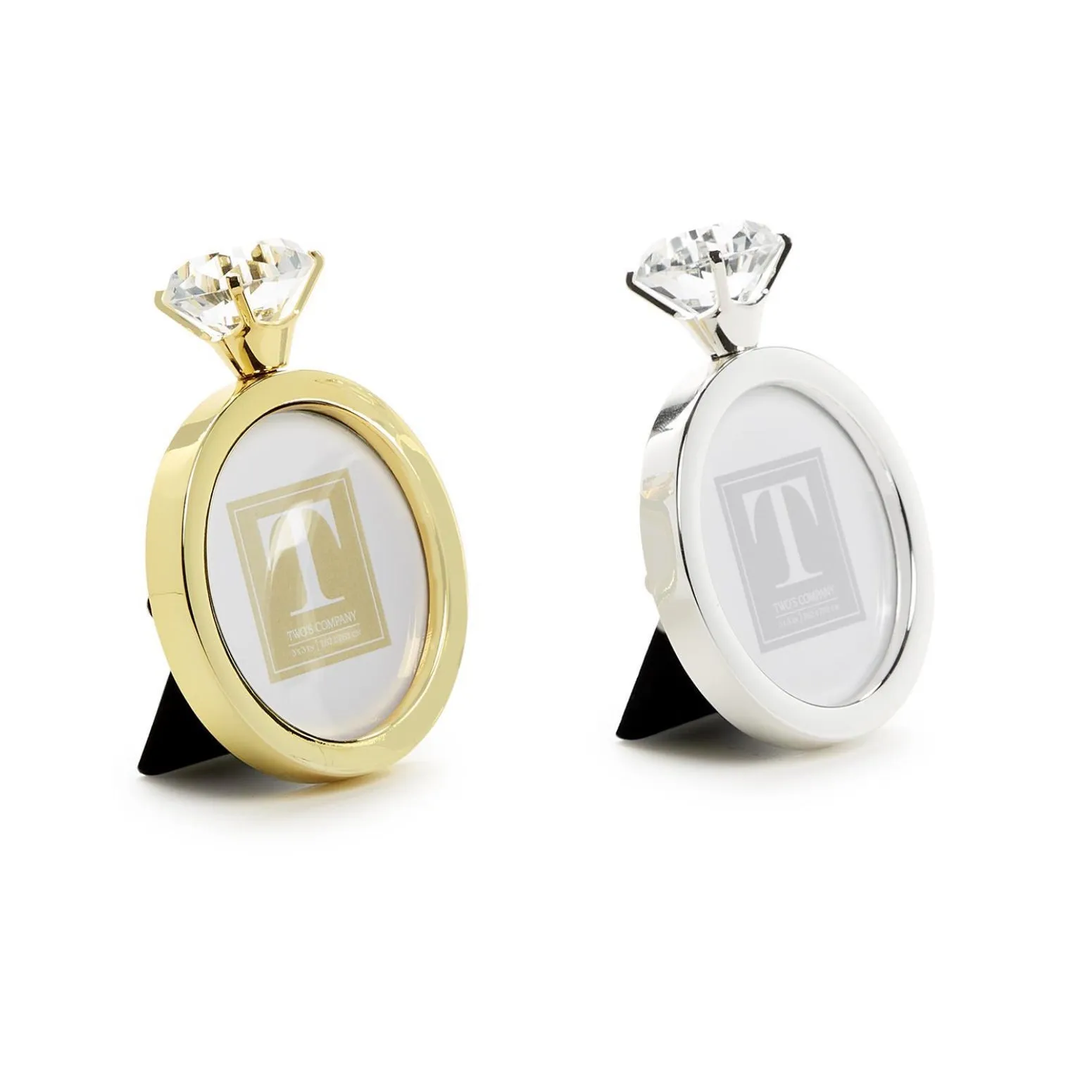 Diamond Ring Round Photo Frame - Gold