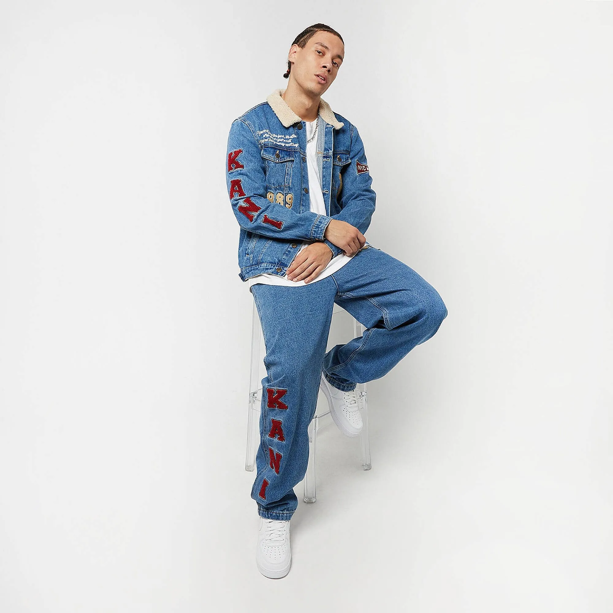Džínsy Karl Kani KK OG Patched Baggy Five Pocket Denim Vintage indigo