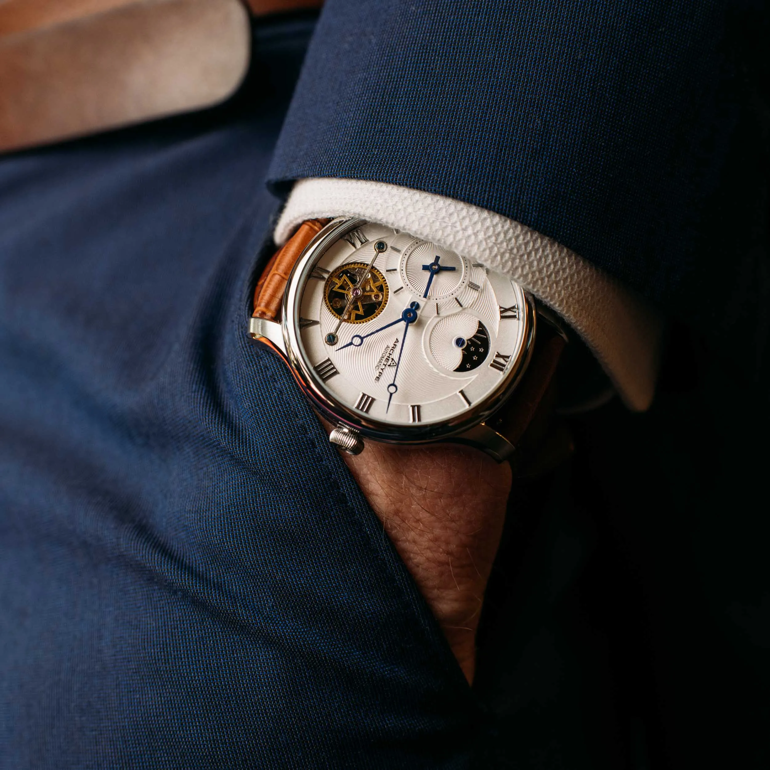 Dorian Automatic Silver Tan White