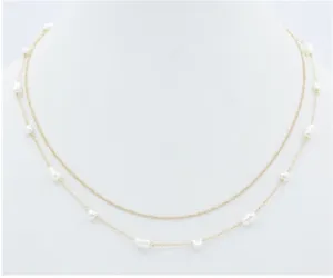Doubled Gold Chain With Pearls