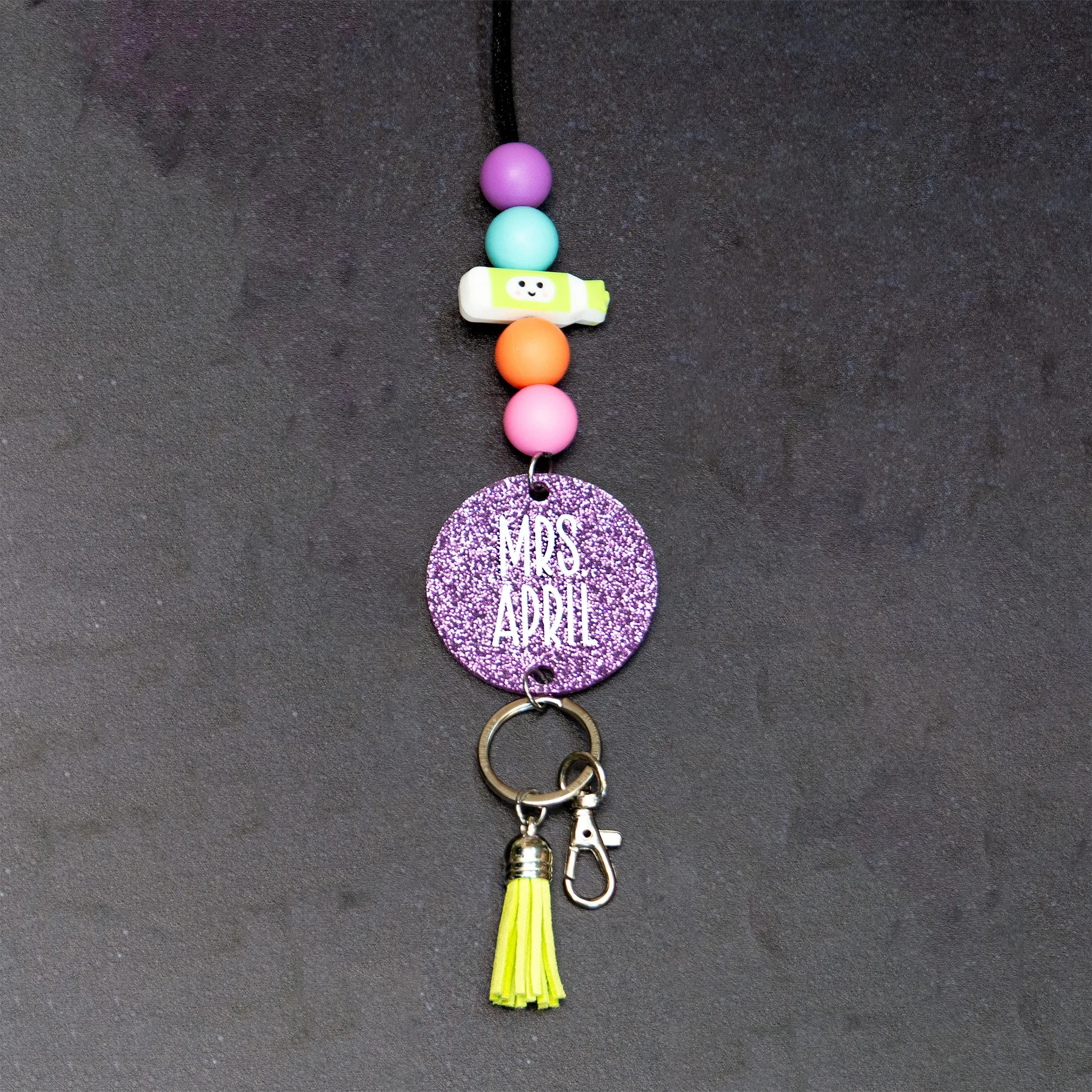 Dry Erase Marker Glitter Acrylic Lanyard