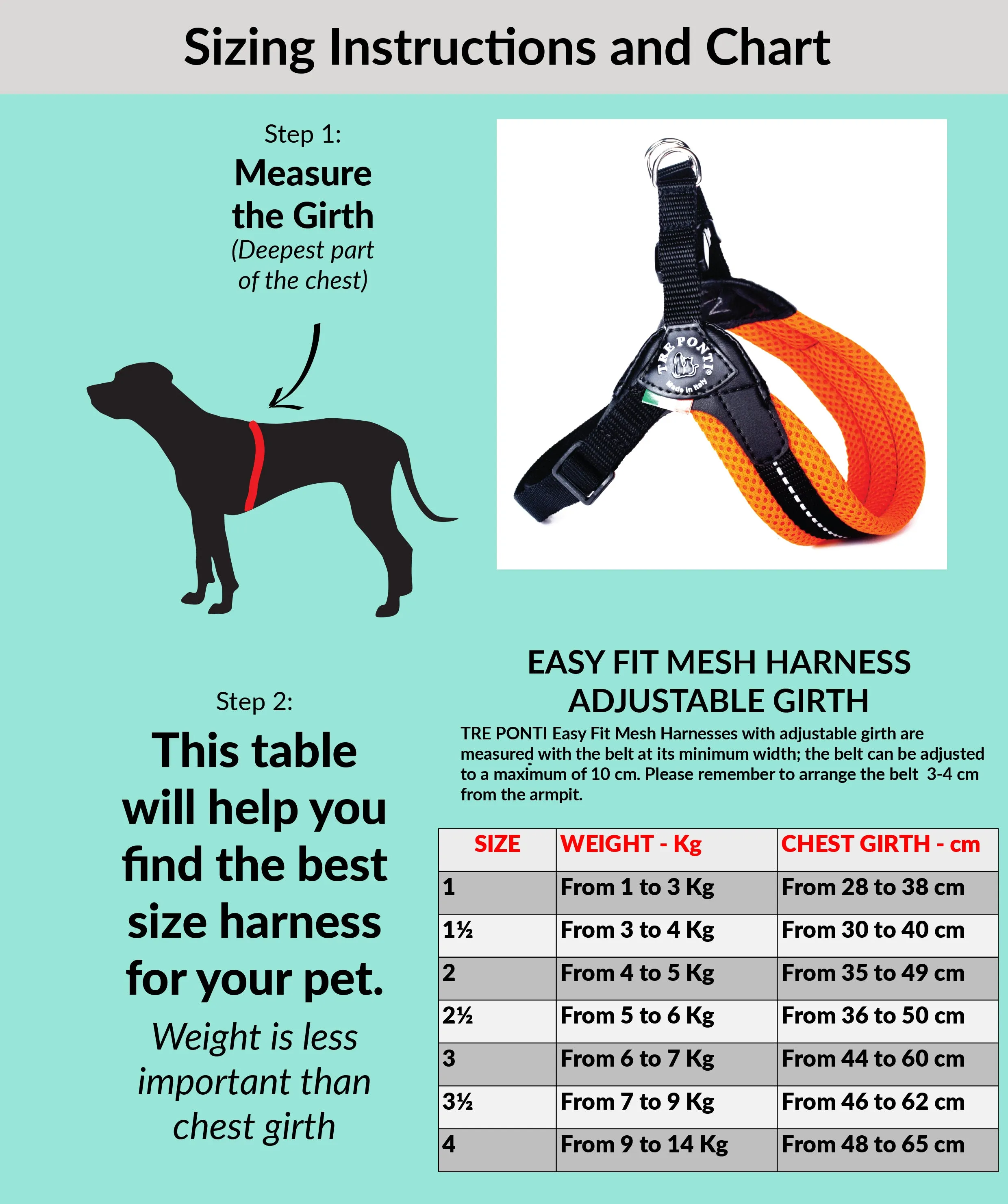 Easy Fit Black Mesh Harness with Adjustable Girth