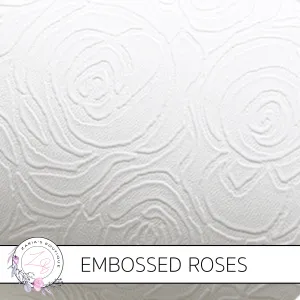 Embossed Roses ~ White ~ PU Faux Leather Leatherette Pleather ~ 0.60mm