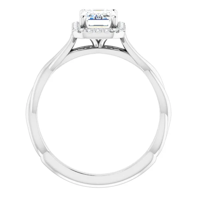Emerald Cut Diamond Halo Engagement Ring