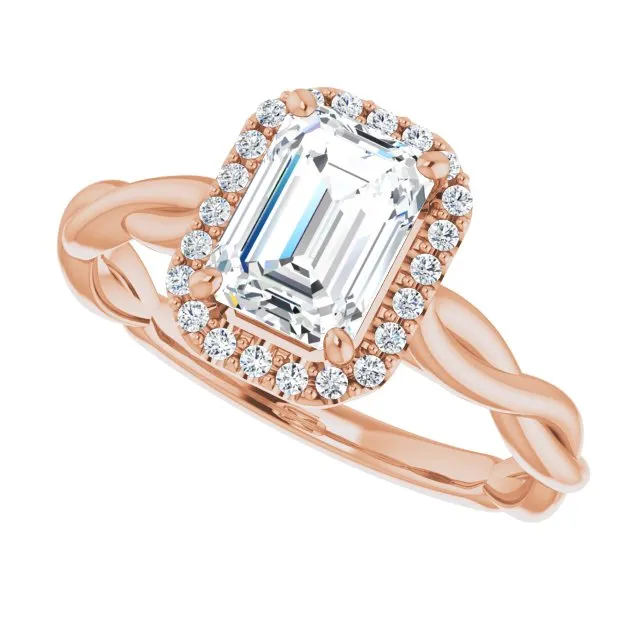 Emerald Cut Diamond Halo Engagement Ring