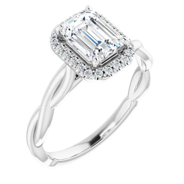 Emerald Cut Diamond Halo Engagement Ring
