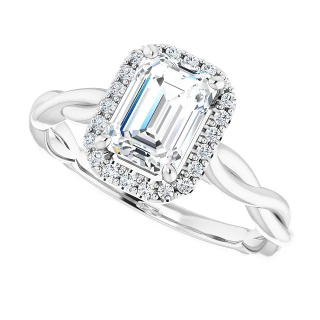 Emerald Cut Diamond Halo Engagement Ring