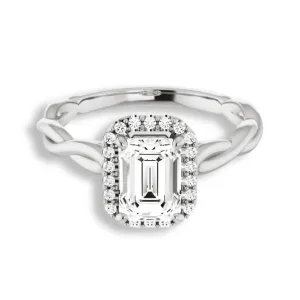 Emerald Cut Diamond Halo Engagement Ring