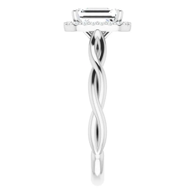 Emerald Cut Diamond Halo Engagement Ring