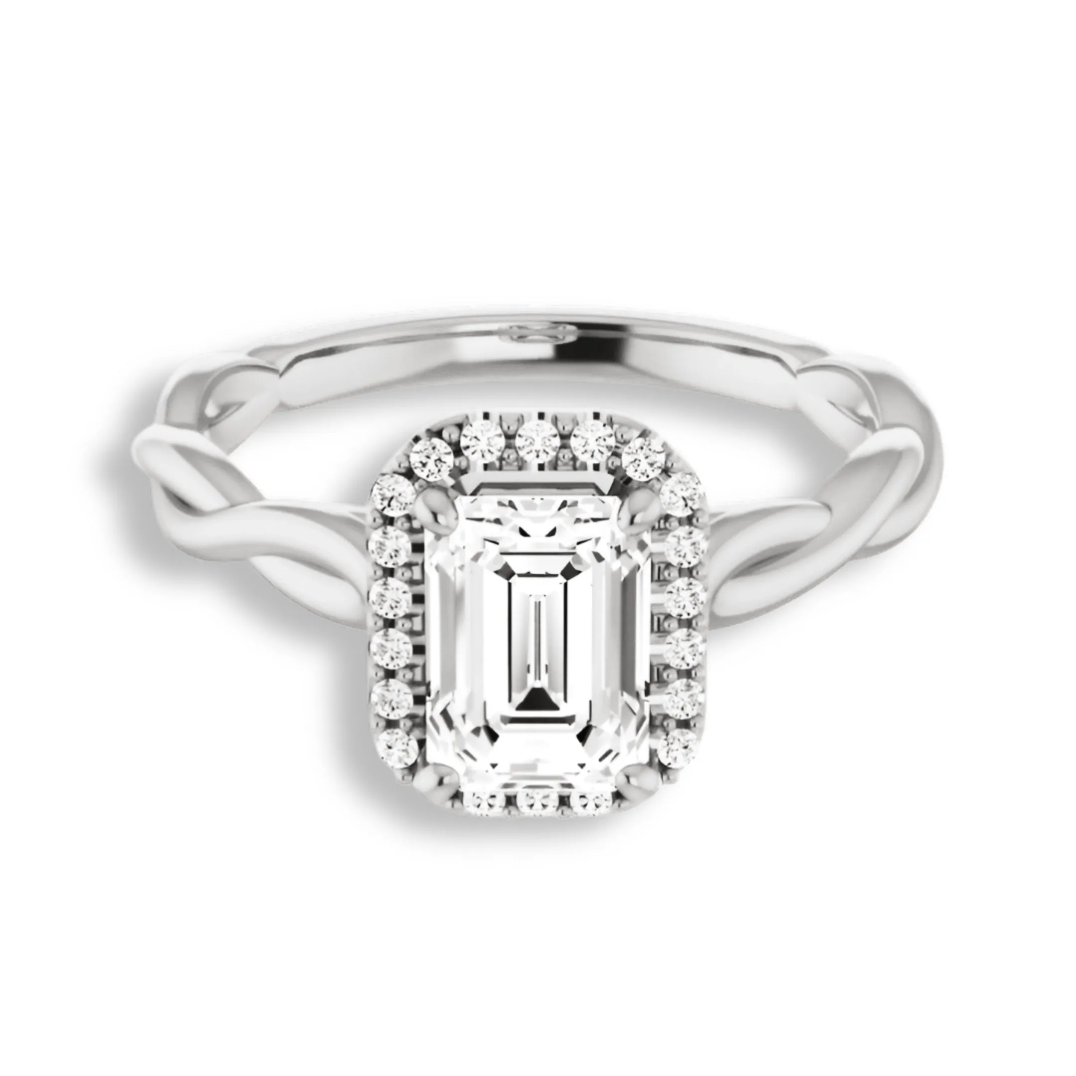 Emerald Cut Diamond Halo Engagement Ring