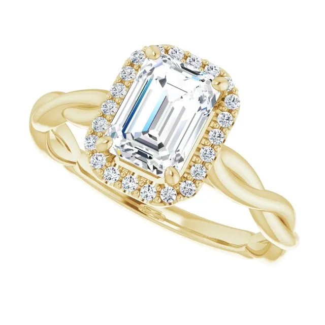Emerald Cut Diamond Halo Engagement Ring