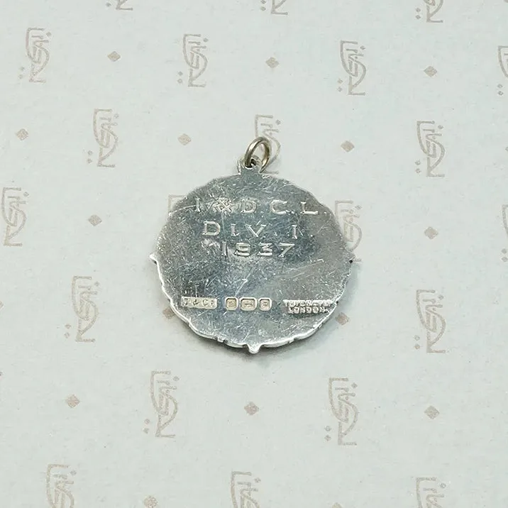 English Sterling Cricket Medal Fob Wreathed in Laurels