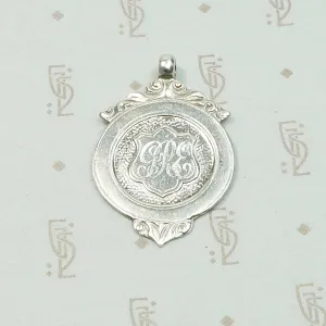 English Sterling Silver Shield Medal Fob