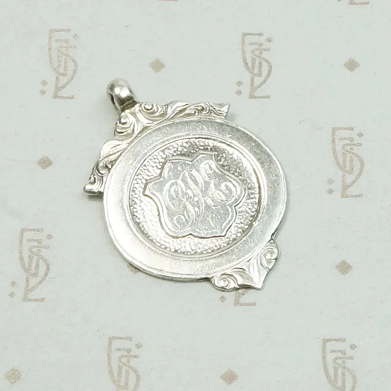 English Sterling Silver Shield Medal Fob