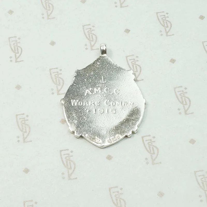 Engraved Gold on Silver English Medal Fob