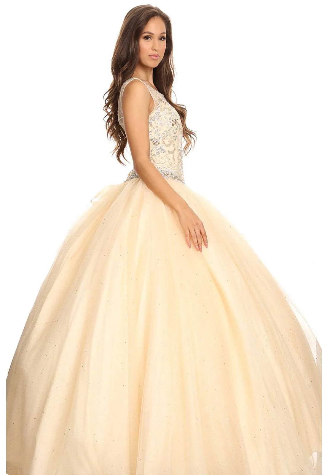 Eureka 3077 Scoop Neck Jeweled Bodice Quinceanera Dress
