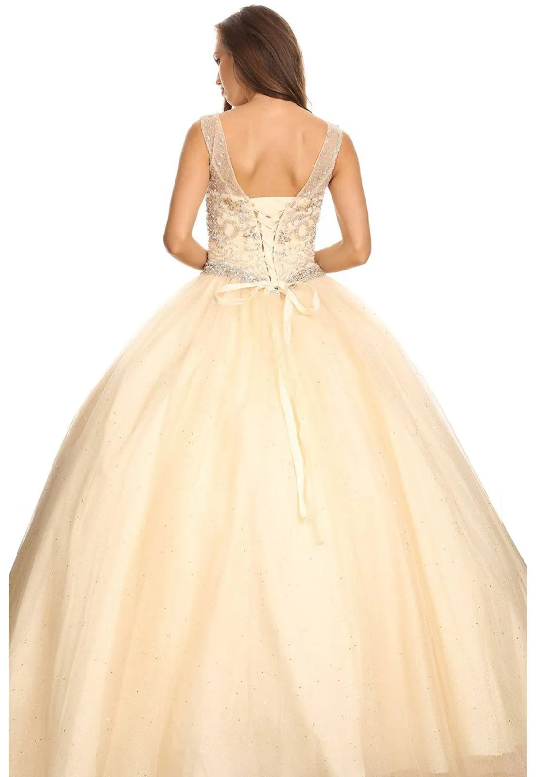 Eureka 3077 Scoop Neck Jeweled Bodice Quinceanera Dress