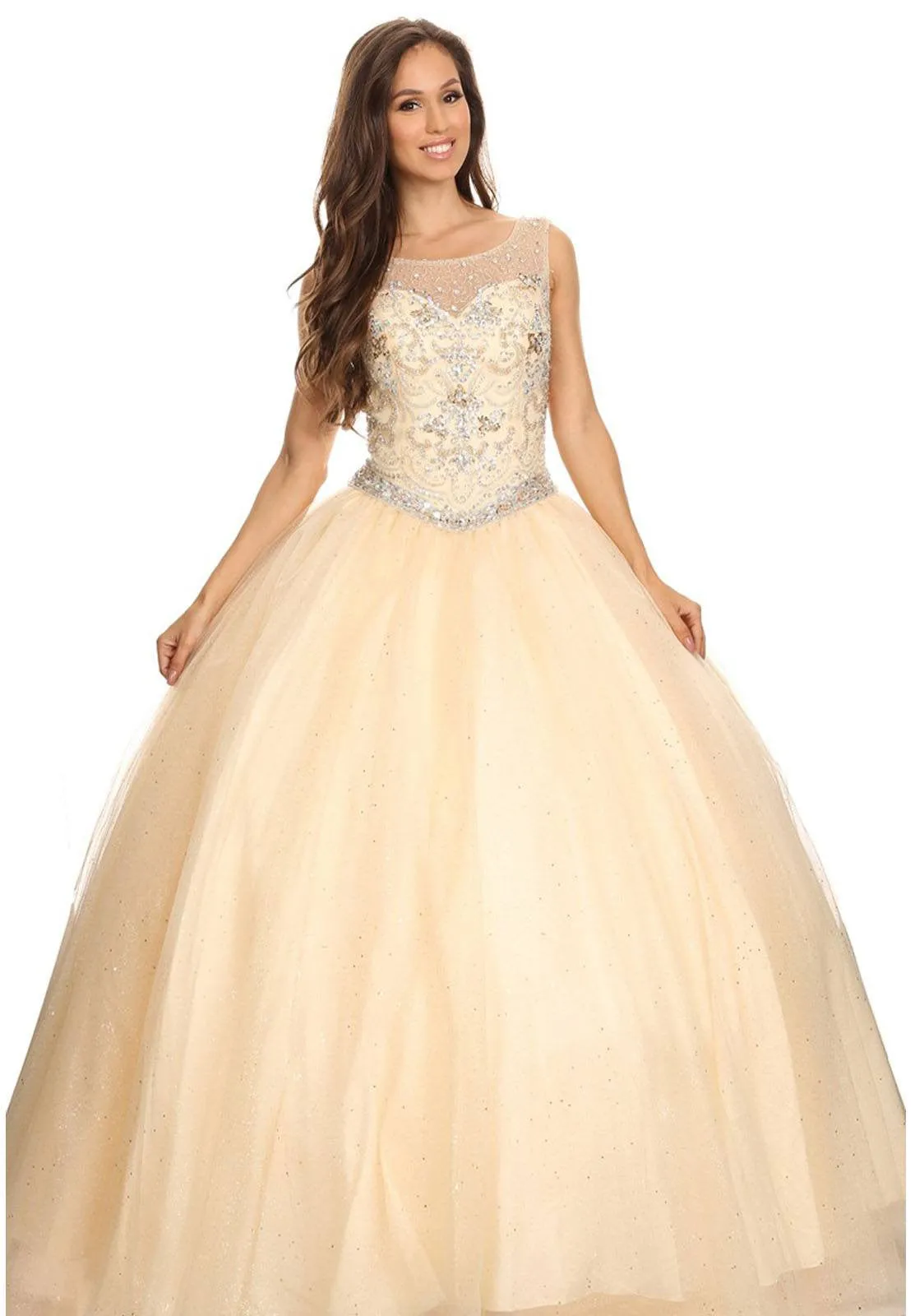 Eureka 3077 Scoop Neck Jeweled Bodice Quinceanera Dress