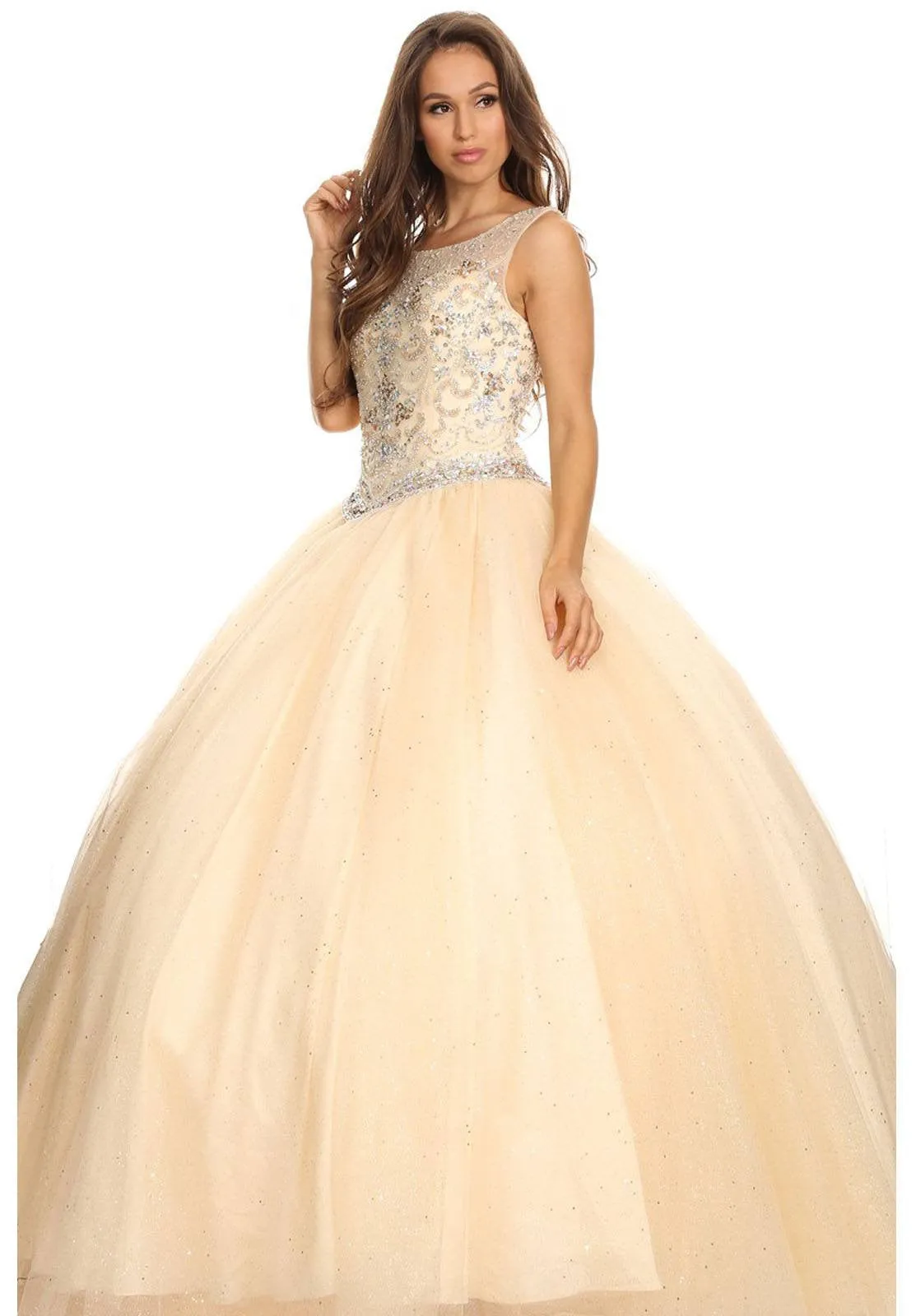 Eureka 3077 Scoop Neck Jeweled Bodice Quinceanera Dress
