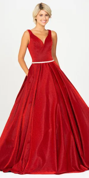 Eureka 9070 V-Neck Ball Gown with Pockets