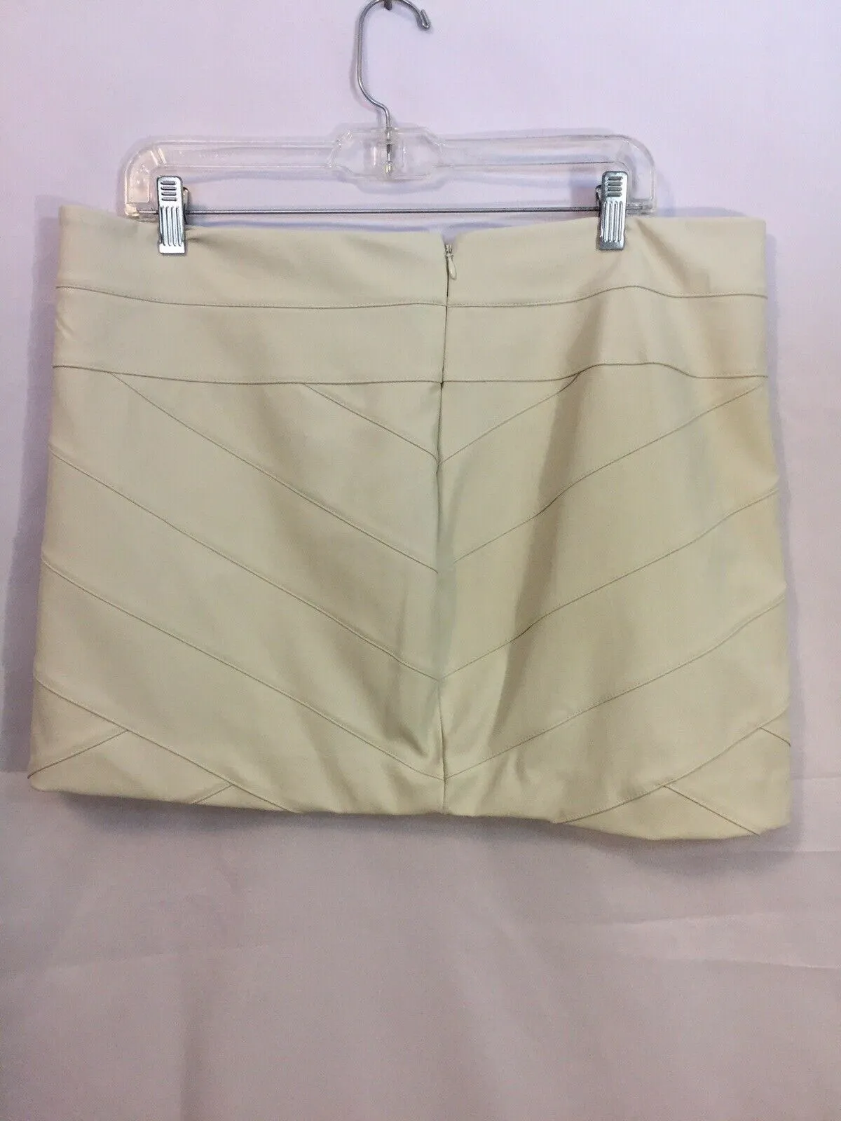 Express Faux Leather White Creme Nude Bandage Miniskirt Mini Skirt Sz 14