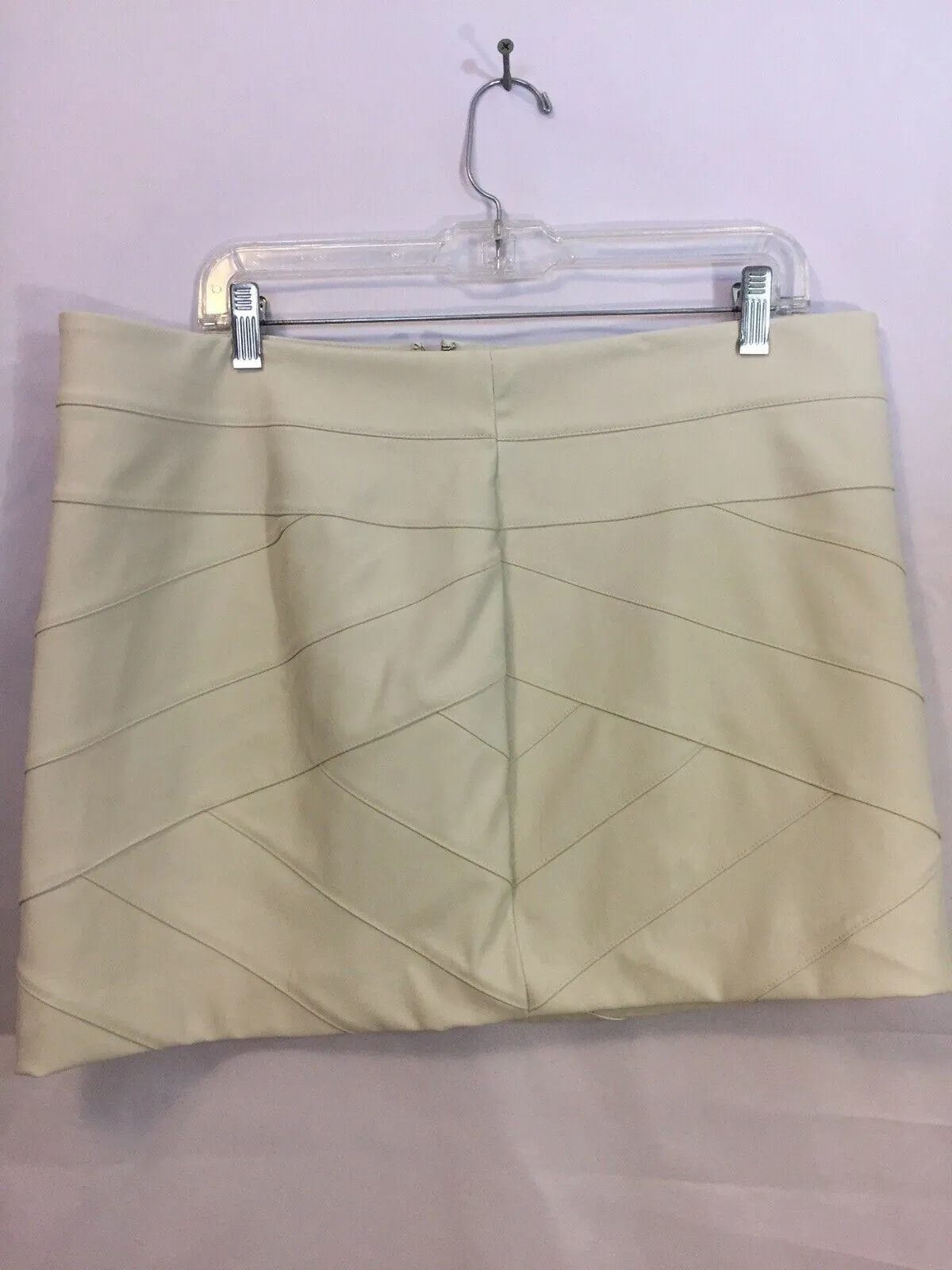 Express Faux Leather White Creme Nude Bandage Miniskirt Mini Skirt Sz 14