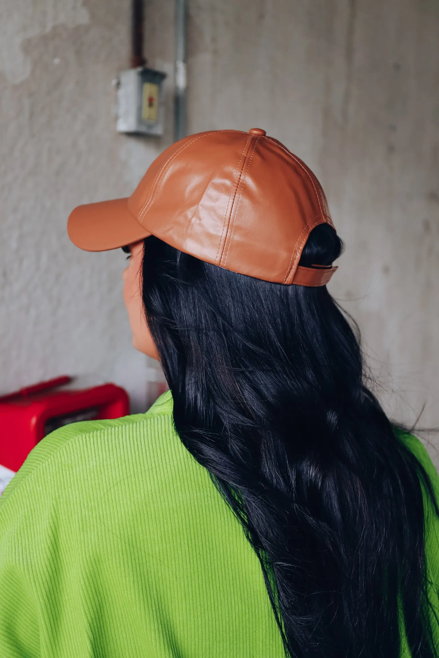 Fashion Faux Leather Baseball Cap - Brown