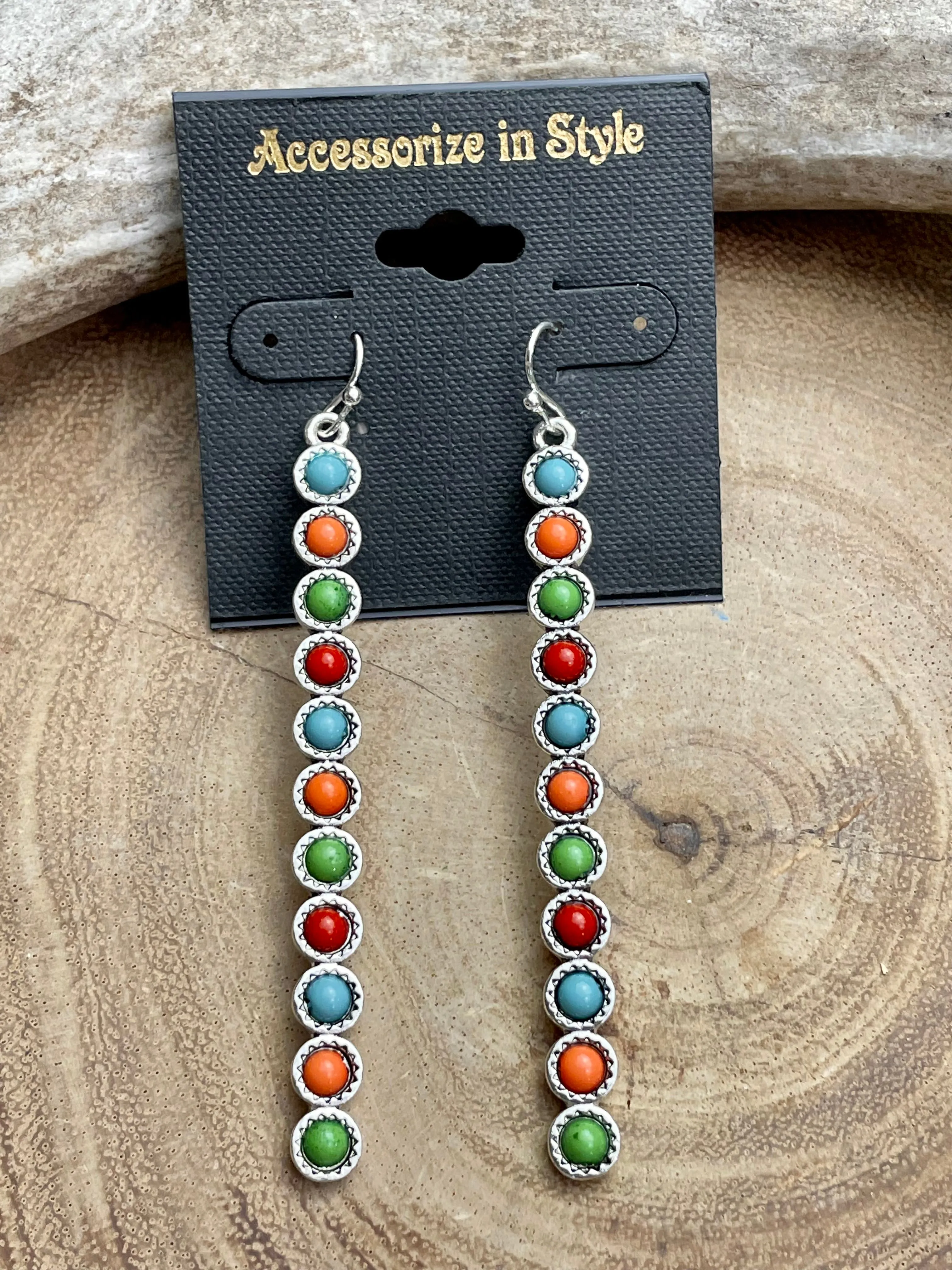 Fashion Line Drop Earrings - Turquoise