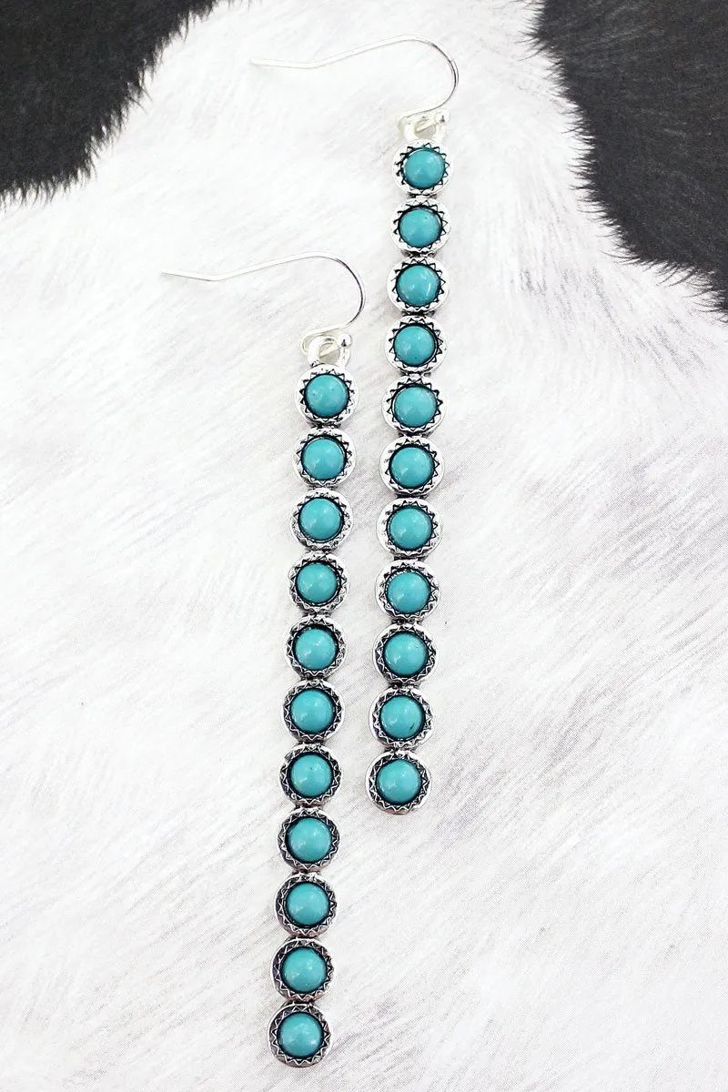 Fashion Line Drop Earrings - Turquoise