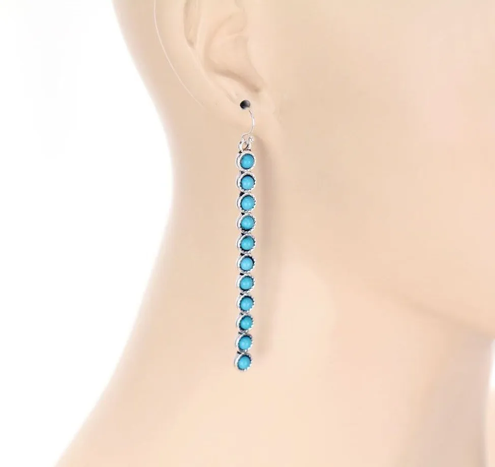 Fashion Line Drop Earrings - Turquoise