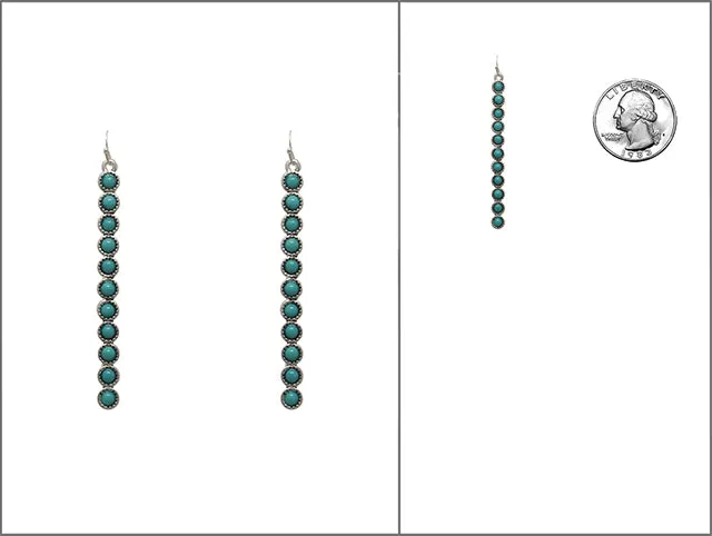 Fashion Line Drop Earrings - Turquoise