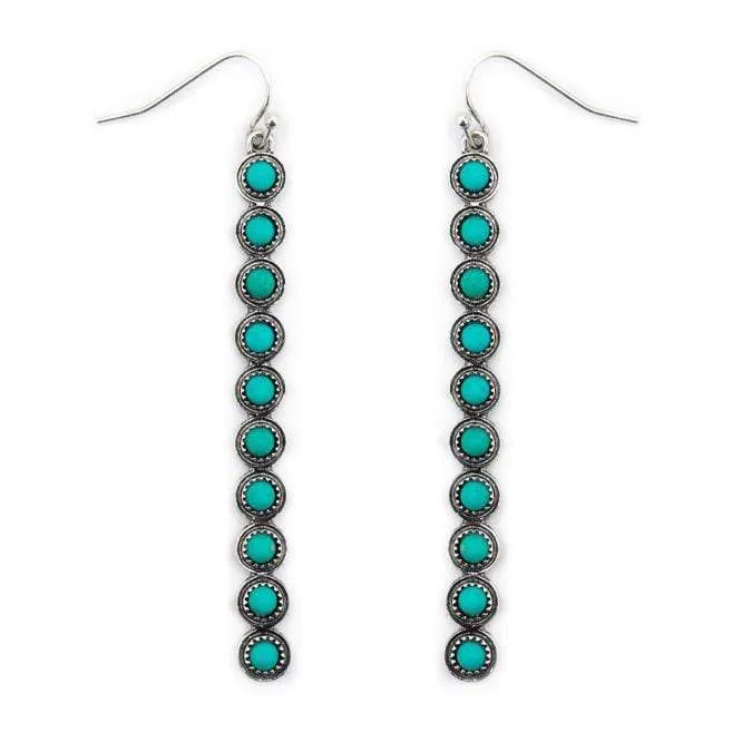 Fashion Line Drop Earrings - Turquoise