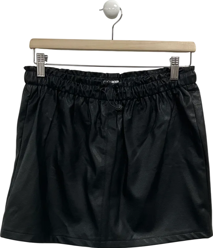 Fashion Nova Black Faux Leather Shorts UK M