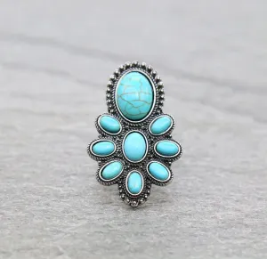 Fashion Turquoise Stone Pendant Ring