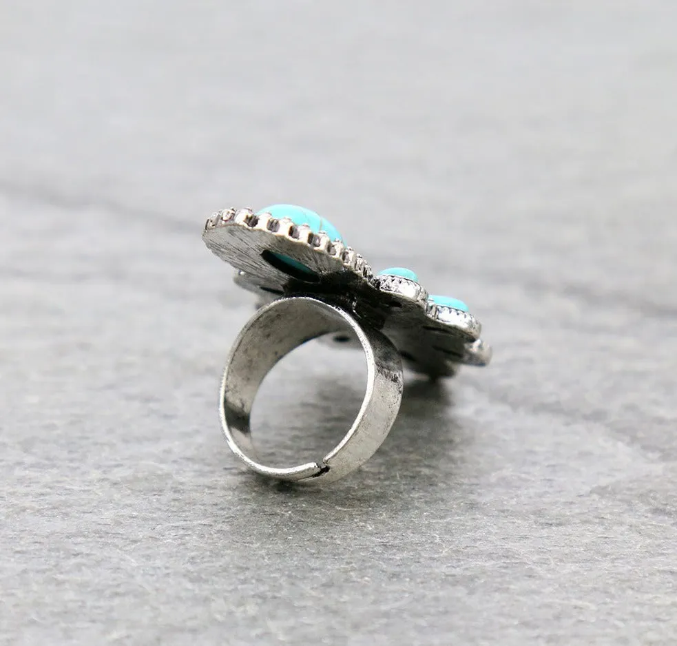 Fashion Turquoise Stone Pendant Ring
