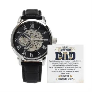 Father's Day Gift For Lawyer Dad - Openwork Watch - Message Card Gift From Son, Daughter